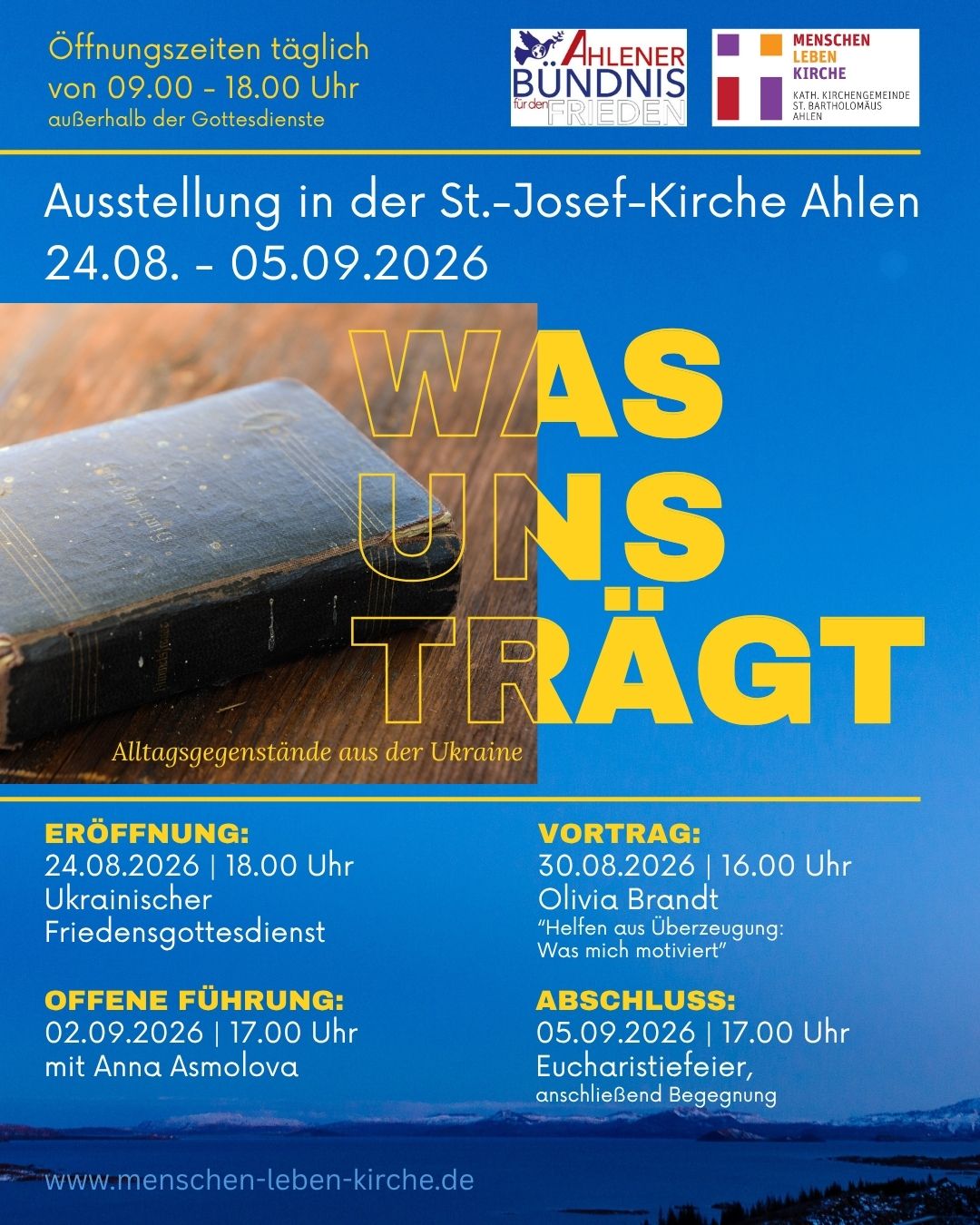 „Was uns trägt“ – Ausstellung, Friedensgebet und Vortrag