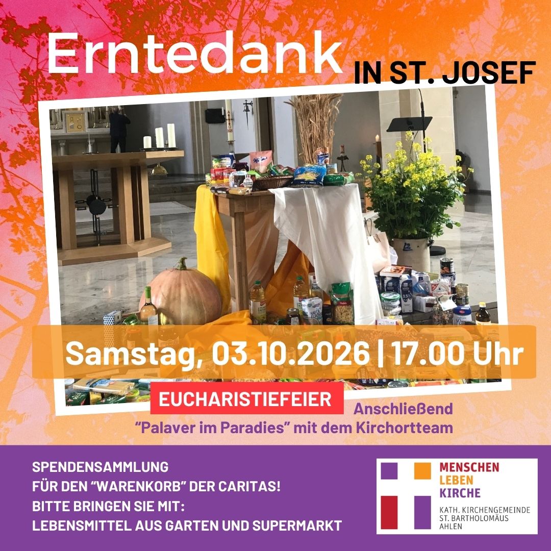 Erntedank in St. Josef mit Sammlung für den Warenkorb